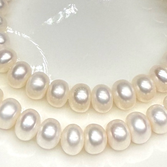 NPF74 Handmade Classic White Freshwater Pearl Choker/Double-Layer Bracelet S925 - Picture 3 of 7